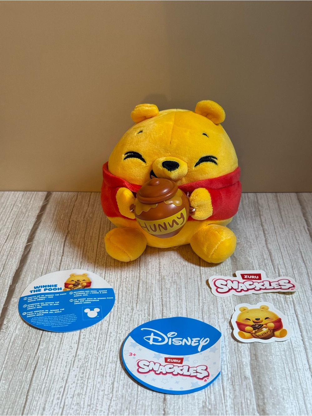 Disney Yellow and Red Winnie the Pooh Plush with Hunny Pot